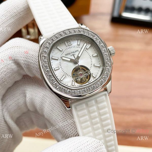 Clone Patek Philippe Lady Tourbillon Automatic Watches White MOP Dial Clone Patek Philippe Lady Tourbillon Automatic Watches White MOP Dial