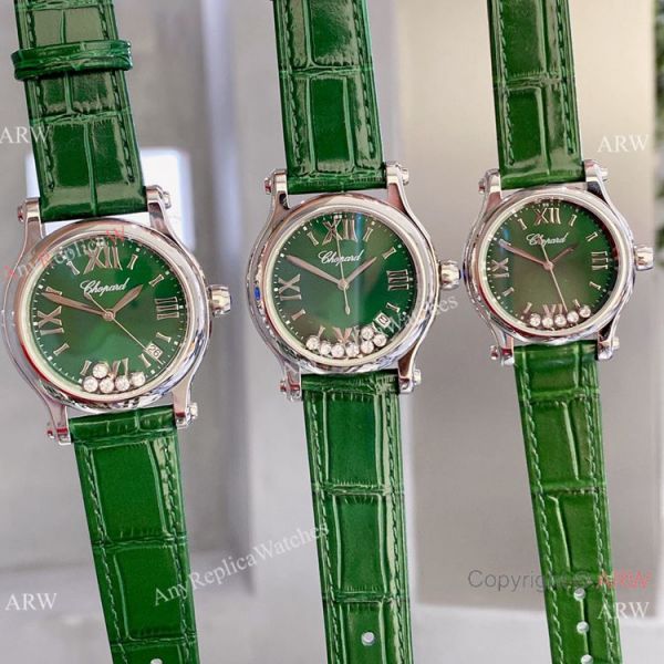 Copy Chopard Happy Sport Quartz Watch Rose Gold Olive Green Face Copy Chopard Happy Sport Quartz Watch Rose Gold Olive Green Face
