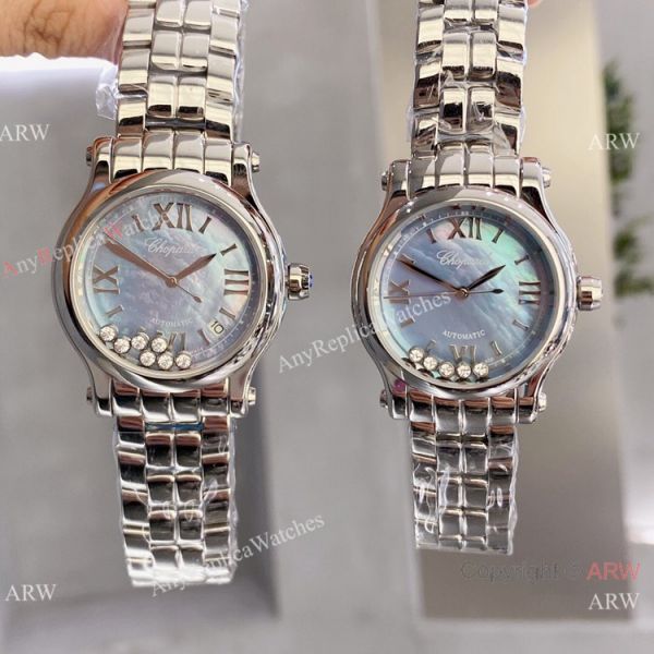 Replica Chopard Couple Watch Happy Sport Olive Green Dial Silver Case Replica Chopard Couple Watch Happy Sport Olive Green Dial Silver Case