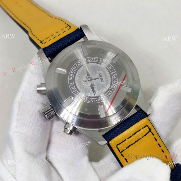 New Copy IWC Pilots Automatic Watch Orange Hand Blue Leather Strap New Copy IWC Pilots Automatic Watch Orange Hand Blue Leather Strap