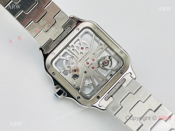V8 Factory Super Clone Cartier Skeleton Santos Swiss Ronda4S20 Watch Stainless Steel Case V8 Factory Super Clone Cartier Skeleton Santos Swiss Ronda4S20 Watch Stainless Steel Case