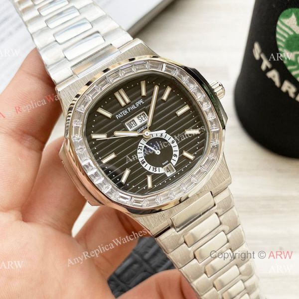 Clone Patek Philippe Annual Calendar Nautilus Watches Olive Green with Diamond 42mm Clone Patek Philippe Annual Calendar Nautilus Watches Olive Green with Diamond 42mm