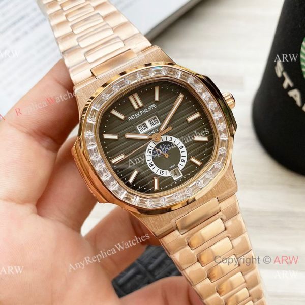 Clone Patek Philippe Nautilus Annual Calendar 42 Watches Rose Gold Diamond Bezel Clone Patek Philippe Nautilus Annual Calendar 42 Watches Rose Gold Diamond Bezel