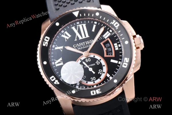 Swiss Replica Cartier Calibre De Cartier Diver Rose Gold Black Dial Watch 42mm Swiss Replica Cartier Calibre De Cartier Diver Rose Gold Black Dial Watch 42mm