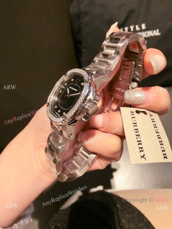 Replica Burberry Stainless Steel Black Dial Quartz Watch 34mm Women Replica Burberry Stainless Steel Black Dial Quartz Watch 34mm Women