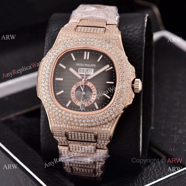 Patek Philippe Annual Calendar Copy Watches Iced Out Rose Gold Case Patek Philippe Annual Calendar Copy Watches Iced Out Rose Gold Case