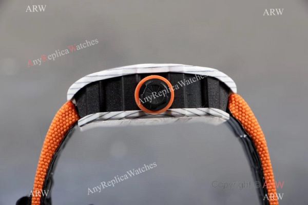 KV Factory Richard Mille RM 12-01 Tourbillon Watch Quartz fiber Case Orange Canvas Strap KV Factory Richard Mille RM 12-01 Tourbillon Watch Quartz fiber Case Orange Canvas Strap
