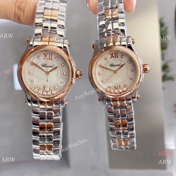 Copy Chopard Happy Sport Coral red 2-Tone Rose Gold Watches Copy Chopard Happy Sport Coral red 2-Tone Rose Gold Watches