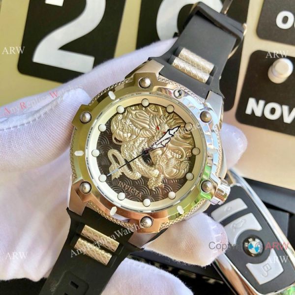 Best Replica Invicta Dragon Stainless Steel Rubber Strap Watch Best Replica Invicta Dragon Stainless Steel Rubber Strap Watch