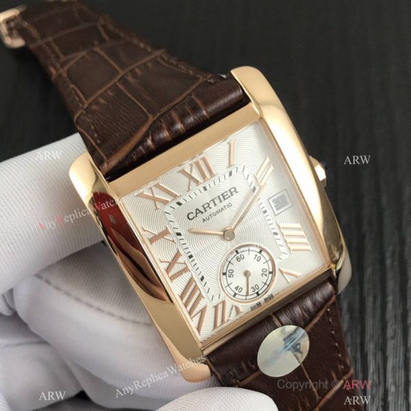 Swiss Grade Copy Cartier Tank Watch Rose Gold Roman Dial Swiss Grade Copy Cartier Tank Watch Rose Gold Roman Dial