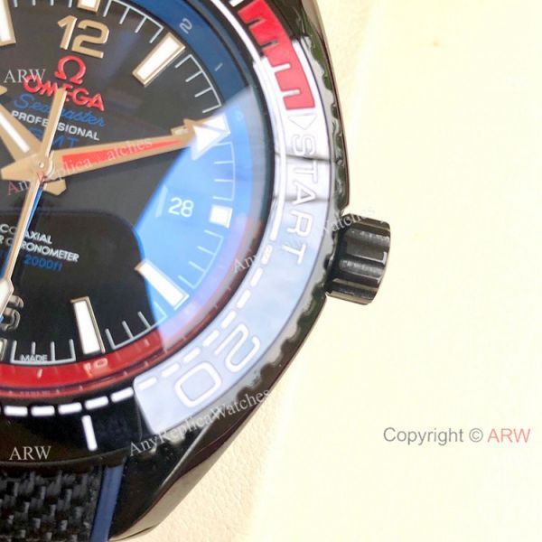 Copy Omega Seamaster Planet Ocean Deep Black GMT Watches Black Dial Copy Omega Seamaster Planet Ocean Deep Black GMT Watches Black Dial