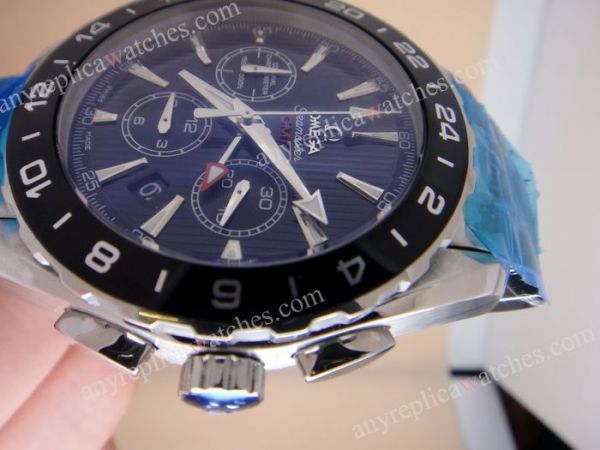 Omega Seamaster GMT Chronograph SS Black Face Best Omega Watches Replica For Sale Omega Seamaster GMT Chronograph SS Black Face Best Omega Watches Replica For Sale