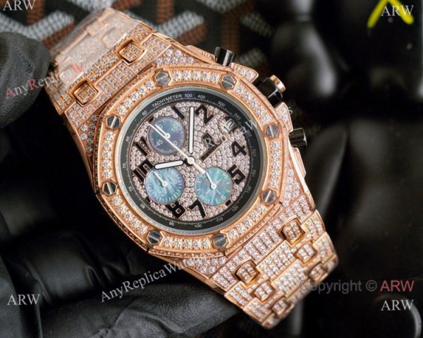 High Quality Audemars Piguet Royal Oak Offshore Watch Rose Gold Full Diamond High Quality Audemars Piguet Royal Oak Offshore Watch Rose Gold Full Diamond