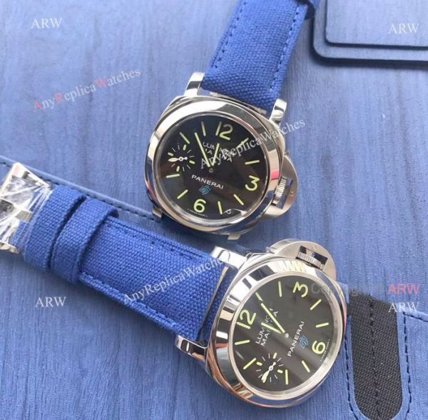 Panerai PAM 777 Watch Panerai Luminor Marina Blue OP Logo W Blue Canvas Strap Panerai PAM 777 Watch Panerai Luminor Marina Blue OP Logo W Blue Canvas Strap