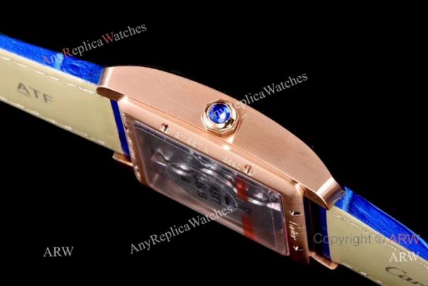 Swiss Grade Cartier Tank MC Automatic watch Rose Gold Blue Leather Strap Swiss Grade Cartier Tank MC Automatic watch Rose Gold Blue Leather Strap