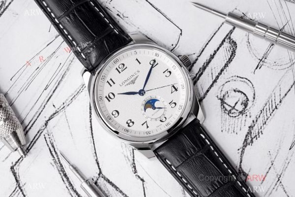 Swiss Grade 1 Longines Master Moon Phase 40mm Watch White Face Swiss Grade 1 Longines Master Moon Phase 40mm Watch White Face