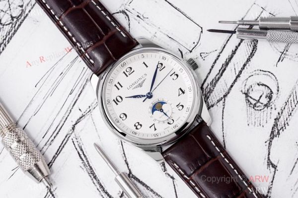 Swiss Grade 1 Longines Master Moon Phase Watch Brown Leather Strap Swiss Grade 1 Longines Master Moon Phase Watch Brown Leather Strap