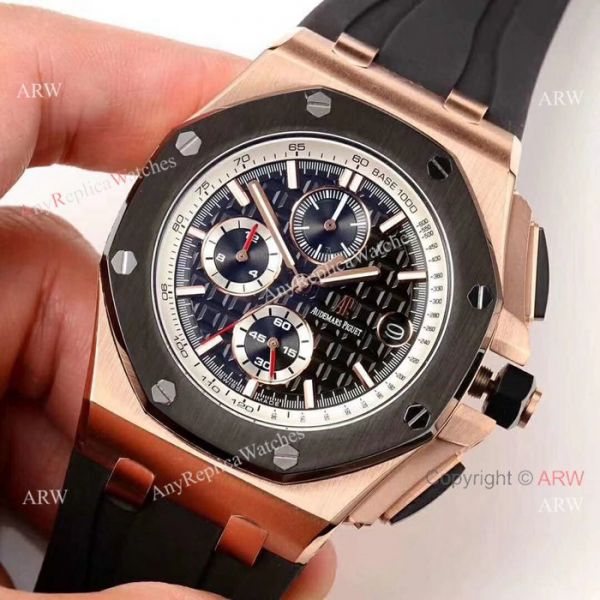 Audemars Piguet Royal Oak Offshore Replica Watch Black Case Rose Gold Bezel Audemars Piguet Royal Oak Offshore Replica Watch Black Case Rose Gold Bezel