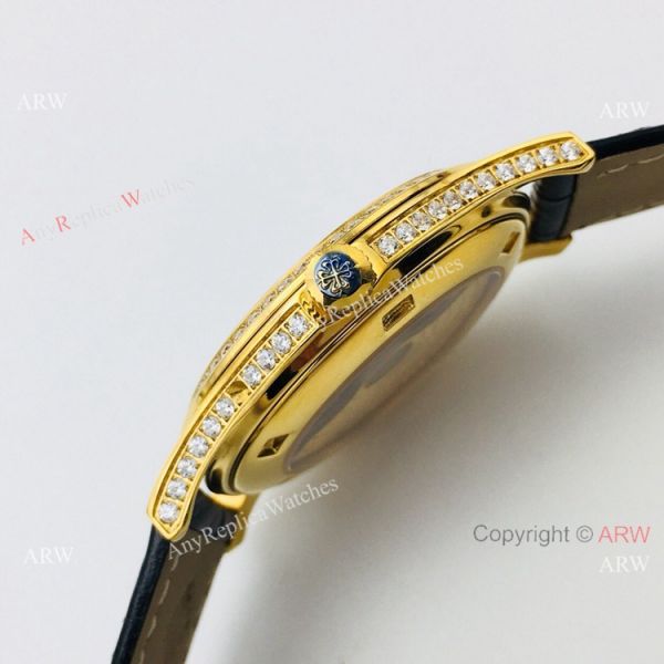 Swiss Replica Patek Philippe Calatrava V2 version Yellow Gold Diamond Watch Swiss Replica Patek Philippe Calatrava V2 version Yellow Gold Diamond Watch