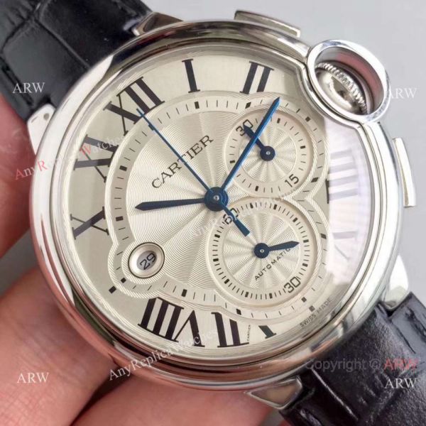 Swiss Replica Cartier Chronograph White Dial Watch 44mm Swiss Replica Cartier Chronograph White Dial Watch 44mm
