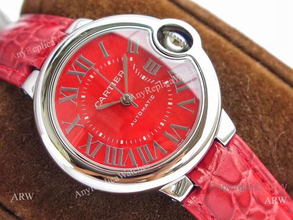 Swiss Ballon Bleu Cartier Watch Copy SS Red Dial Automatic 33mm Swiss Ballon Bleu Cartier Watch Copy SS Red Dial Automatic 33mm