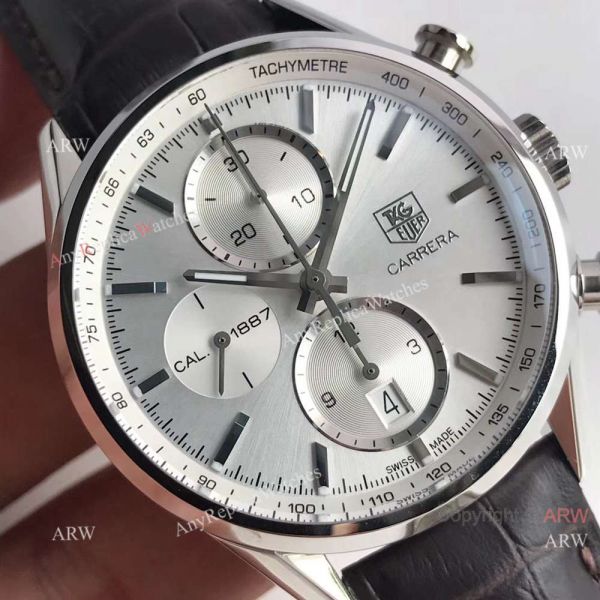 Swiss Copy TAG Heuer Carrera Calibre 1887 Chronograph Watch Silver Dial Swiss Copy TAG Heuer Carrera Calibre 1887 Chronograph Watch Silver Dial