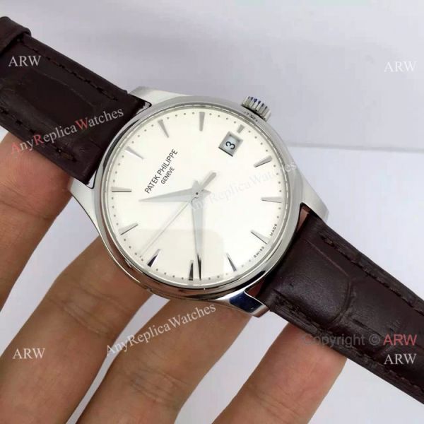 Swiss 9015 Patek Philippe White Face Brown Strap Swiss 9015 Patek Philippe White Face Brown Strap