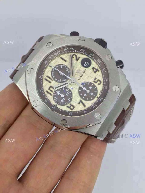 Fake Audemars Piguet Watch SS Yellow Dial Brown Leather Swiss AP Fake Audemars Piguet Watch SS Yellow Dial Brown Leather Swiss AP