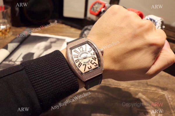 2019 Copy Franck Muller Vanguard IRON PXL Watch Rose Gold Iced Out Case 2019 Copy Franck Muller Vanguard IRON PXL Watch Rose Gold Iced Out Case