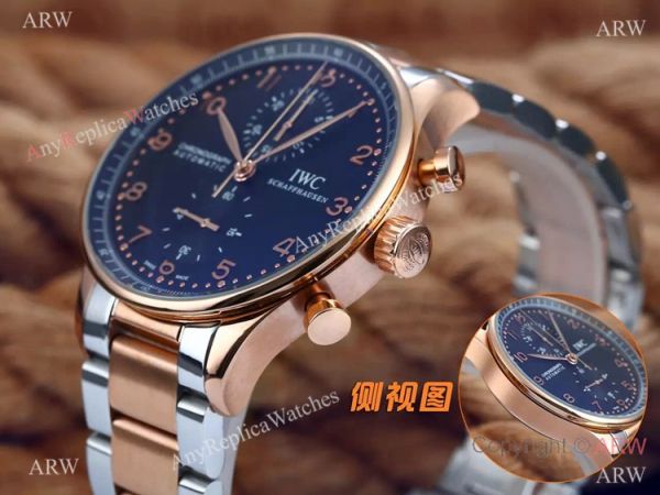 IWC Portuguese Black Face 2-Tone Rose Gold Case Copy Watch IWC Portuguese Black Face 2-Tone Rose Gold Case Copy Watch