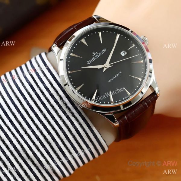 Best Copy Jaeger LeCoultre Master Ultra thin Men Watches SS Black Dial Best Copy Jaeger LeCoultre Master Ultra thin Men Watches SS Black Dial
