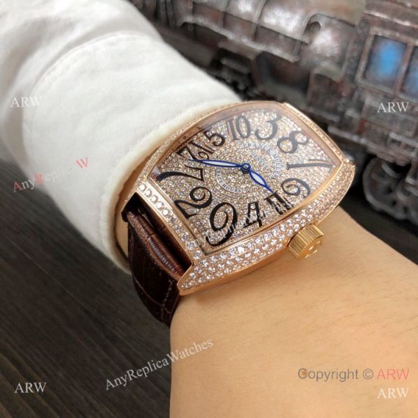 New Copy Franck Muller Crazy Hour Rose Gold Iced Out Watch New Copy Franck Muller Crazy Hour Rose Gold Iced Out Watch