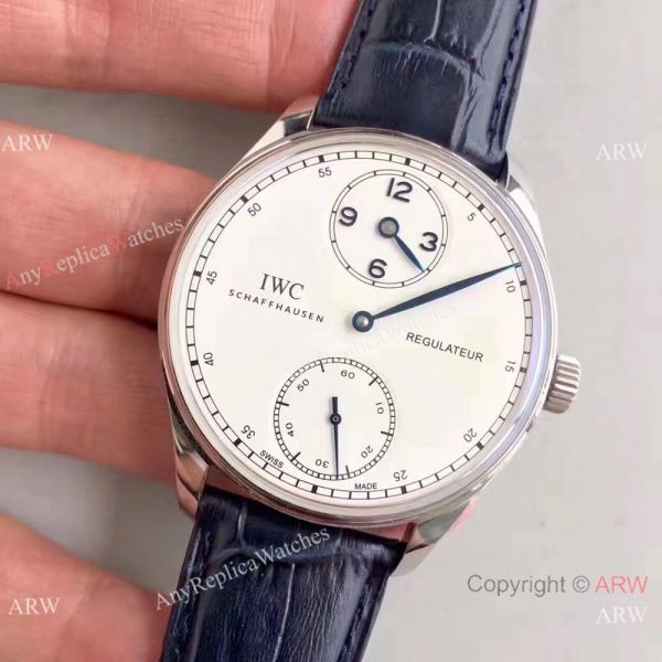 Swiss Grade 1A IWC Regulateur Watch White Dial Blue Leather Strap Swiss Grade 1A IWC Regulateur Watch White Dial Blue Leather Strap