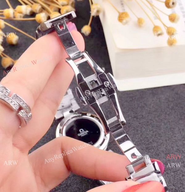 Omega Replica Watches De Ville Ladymatic SS Blue MOP Dial Diamond Bezel Ladies Watch Omega Replica Watches De Ville Ladymatic SS Blue MOP Dial Diamond Bezel Ladies Watch