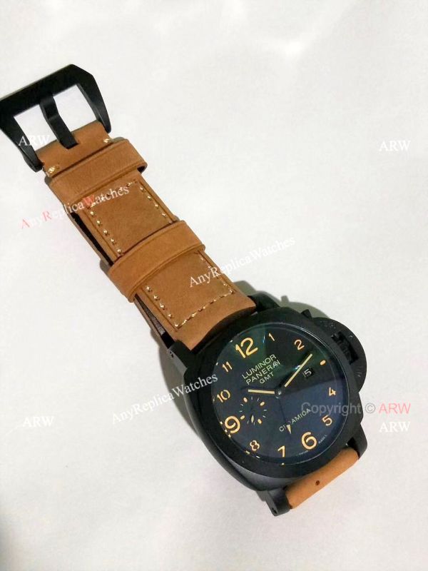 Copy Panerai Luminor GMT PAM0441 Watch Black Steel 44mm Copy Panerai Luminor GMT PAM0441 Watch Black Steel 44mm