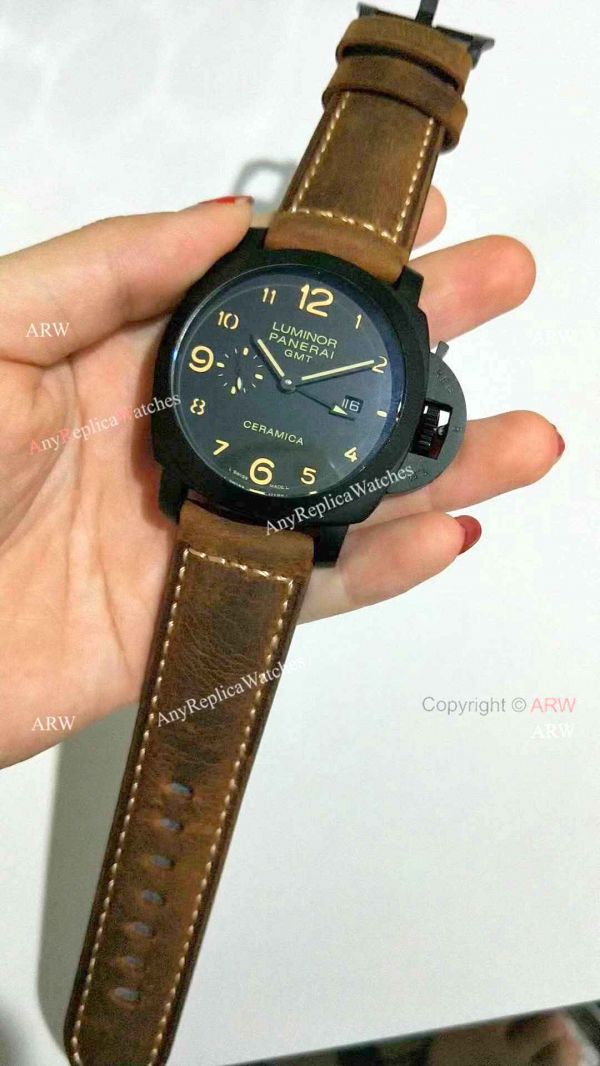 Copy Panerai PAM 441 Luminor GMT Ceramica Watch Black Case Copy Panerai PAM 441 Luminor GMT Ceramica Watch Black Case