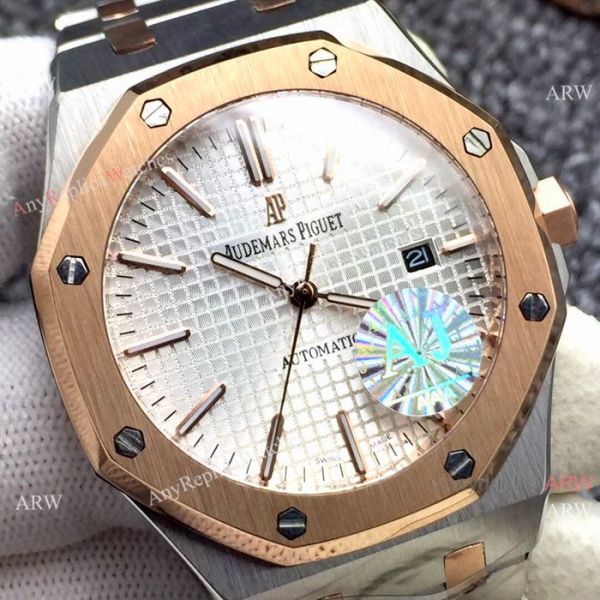 Newest Fake Audemars Piguet Royal Oak Watch Two Tone Rose Gold Silver Dial Newest Fake Audemars Piguet Royal Oak Watch Two Tone Rose Gold Silver Dial