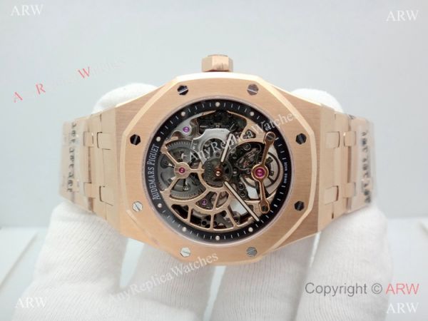 Swiss Grade Copy Audemars Piguet Royal Oak Extra-thin Openworked Rose Gold Watch Swiss Grade Copy Audemars Piguet Royal Oak Extra-thin Openworked Rose Gold Watch