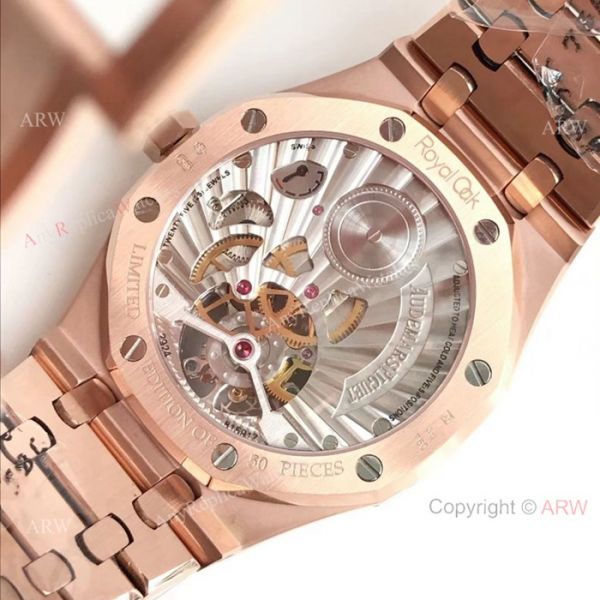 Swiss Replica Audemars Piguet Royal Oak Extra-Thin Tourbillon 2924 Watch Rose Gold Blue Dial Swiss Replica Audemars Piguet Royal Oak Extra-Thin Tourbillon 2924 Watch Rose Gold Blue Dial