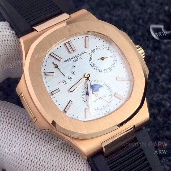 New Copy Patek Philippe Nautilus Power Reserve Rose Gold White Watches New Copy Patek Philippe Nautilus Power Reserve Rose Gold White Watches