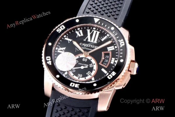 Swiss Replica Cartier Calibre De Cartier Diver Rose Gold Black Dial Watch 42mm Swiss Replica Cartier Calibre De Cartier Diver Rose Gold Black Dial Watch 42mm