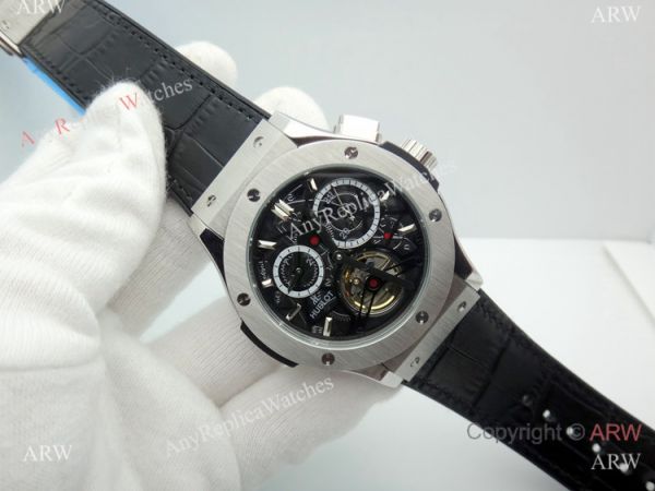 Hublot Tourbillon Skeleton Classic Fusion Watch 45mm SS Black Gummy Band Hublot Tourbillon Skeleton Classic Fusion Watch 45mm SS Black Gummy Band