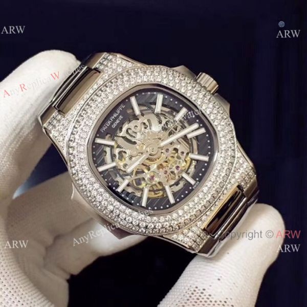New Replica Patek Philippe Nautilus Hollow Ice Out Watch Stainless Steel New Replica Patek Philippe Nautilus Hollow Ice Out Watch Stainless Steel
