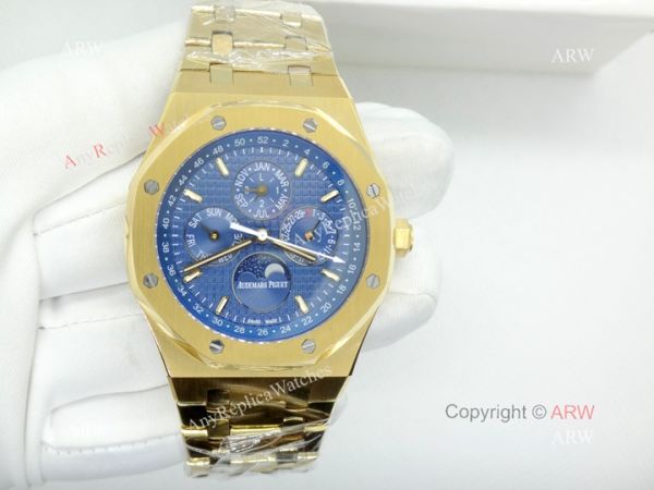 Audemars Piguet Royal Oak Perpetual Calendar Replica Watch Blue Dial Yellow Gold Audemars Piguet Royal Oak Perpetual Calendar Replica Watch Blue Dial Yellow Gold