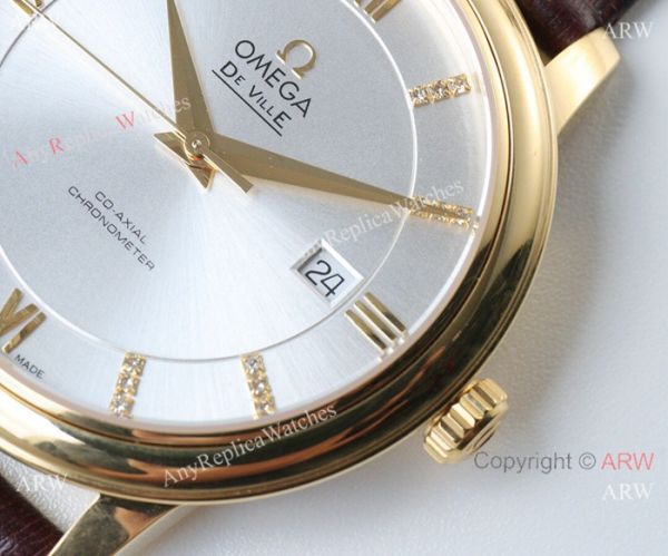 Swiss 2824 Omega De Ville Replica Watch Gold Case Silver Dial Swiss 2824 Omega De Ville Replica Watch Gold Case Silver Dial