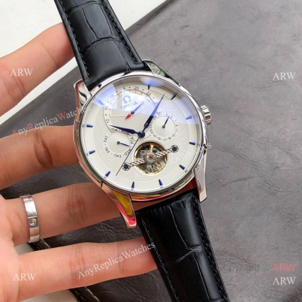 Replica Omega Tourbillon All Black Leather Strap Watches 43mm Replica Omega Tourbillon All Black Leather Strap Watches 43mm