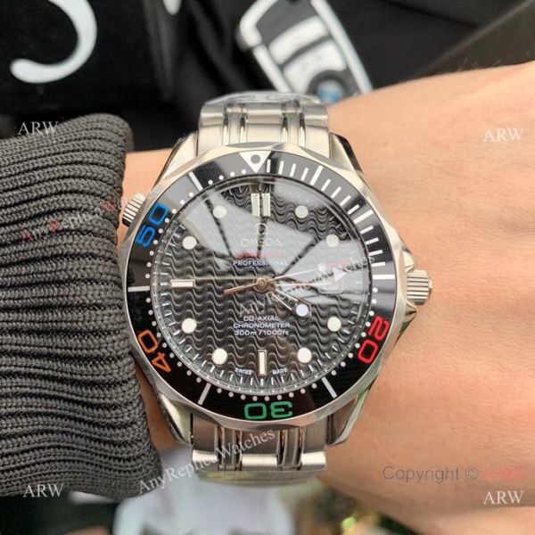 Omega Replica Watches James Bond Stainless steel Colorful bezel Omega Replica Watches James Bond Stainless steel Colorful bezel
