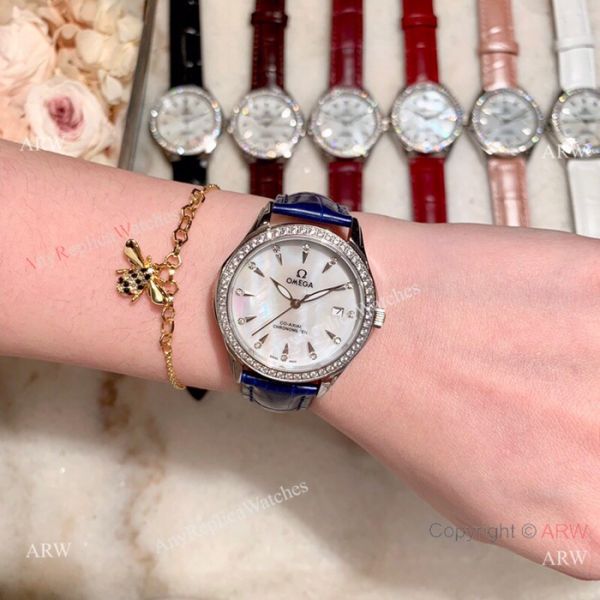 Copy Omega DeVille Co-Axial Cscapement Ladies 34mm watch Diamond bezel Copy Omega DeVille Co-Axial Cscapement Ladies 34mm watch Diamond bezel
