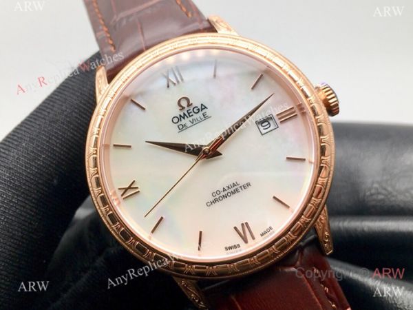 SWISS Replica Omega De Ville Rose Gold Mother of Pearl Dial Watches SWISS Replica Omega De Ville Rose Gold Mother of Pearl Dial Watches