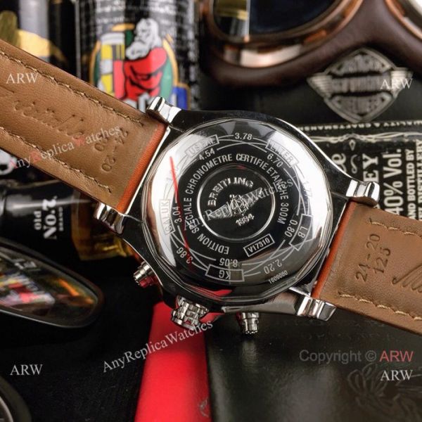 Copy Breitling COLT Chronograph Watches SS Brown Leather Strap Copy Breitling COLT Chronograph Watches SS Brown Leather Strap